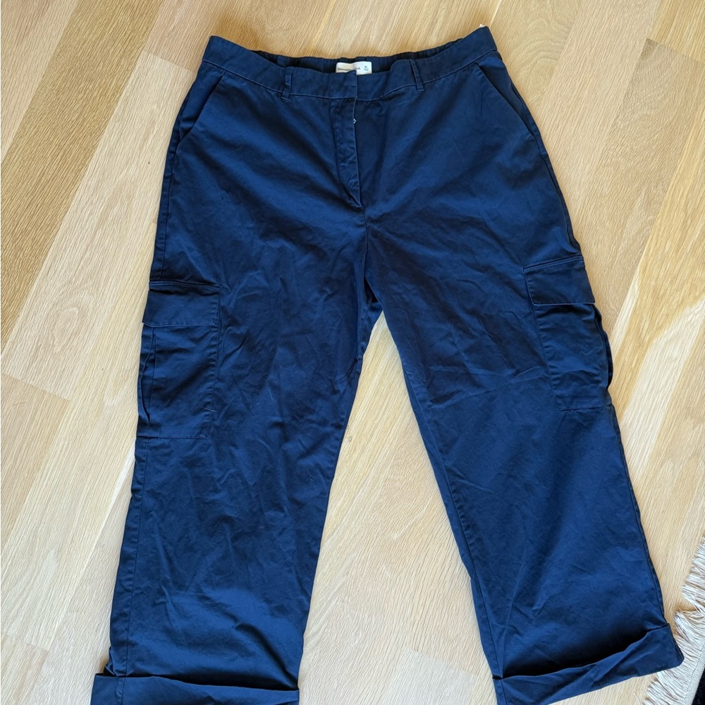 Abercrombie & Fitch Black Cargo Pants Wide Leg Size XL